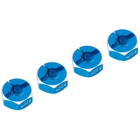 Hliníkové HEX unašeče kola 12x6mm, 4ks, modrý
