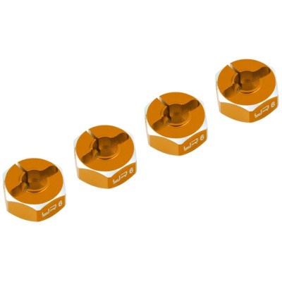 Hliníkové HEX unašeče kola 12x6mm, 4ks, oranžový