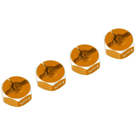 Hliníkové HEX unašeče kola 12x6mm, 4ks, oranžový