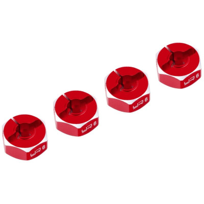 Hliníkové HEX unašeče kola 12x6mm, 4ks, červený