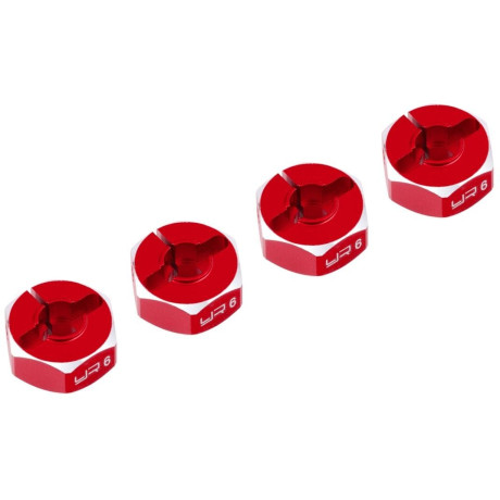Hliníkové HEX unašeče kola 12x6mm, 4ks, červený