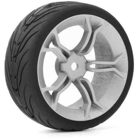 Spec T MS Wheel Offset 3 Silver w/Tire 4ks pro 1/10 Silniční