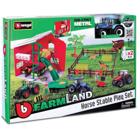 Bburago koňská stáj s traktorem