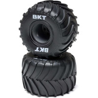 Alkatrész Losi Mini LMT 1:18 RC modellautóhoz: MT gumiabroncsokkal ellátott kerék, fekete beadlock (2).