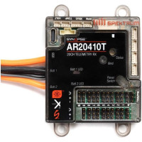 Spektrum AR20410T PowerSafe RC vevőegység 20 csatornával és telemetriával. Csatlakozók telemetrikus sebesség-, feszültség- és hőmérséklet-érzékelőkhöz, X-Bus csatlakozó. IC3 csatlakozókkal ellátott akkumulátorpárok redundáns tápegysége. Alkalmas óriásmodell repülőgépekhez, vitorlázó repülőgépekhez és helikopterekhez. Az AS3X+/SAFE modul csatlakoztatásának lehetősége. Barometrikus érzékelő.
