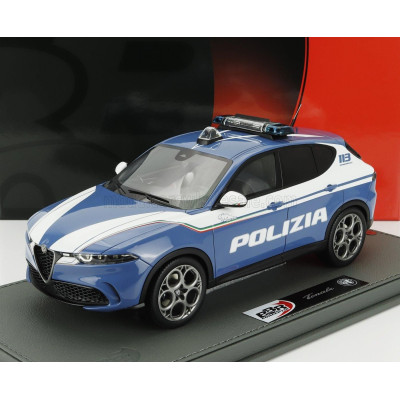 BBR MODELS ALFA ROMEO TONALE VELOCE POLIZIA 2023 - CON VETRINA - WITH SHOWCASE - BLUE WHITE 1/18
