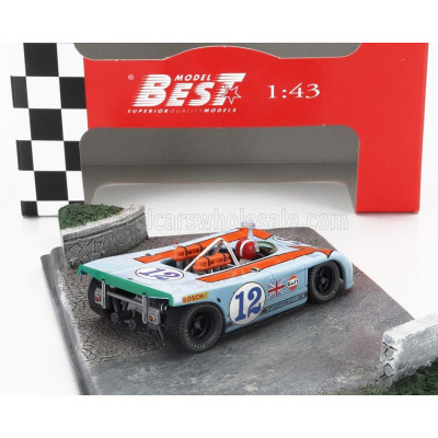 BEST MODEL PORSCHE DIORAMA - 908/03 SPIDER N 12 TARGA FLORIO 1970 JOSEPH SIFFERT - LIGHT BLUE ORANGE 1/43