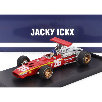 BRUMM FERRARI F1  312 N 26 WINNER FRANCE GP 1968 JACKY ICKX - WITH DRIVER FIGURE - RED WHITE 1/43