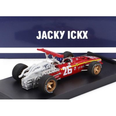 BRUMM FERRARI F1  312 N 26 WINNER FRANCE GP 1968 JACKY ICKX - WITH DRIVER FIGURE - RED WHITE 1/43