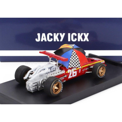 BRUMM FERRARI F1  312 N 26 WINNER FRANCE GP 1968 JACKY ICKX - WITH PILOT FIGURE AND UMBRELLA - RED WHITE 1/43