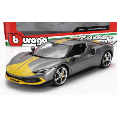 BURAGO FERRARI 296 GTB ASSETTO FIORANO 2022 - GREY YELLOW 1/18