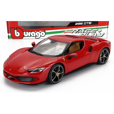 BURAGO FERRARI 296 GTB HYBRID 830HP V6 2021 - EXCLUSIVE CARMODEL - ROSSO CORSA - RED 1/18