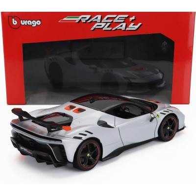 BURAGO FERRARI SF90XX STRADALE 2024 - BIANCO ARTICO - WHITE MET ORANGE BLACK 1/18