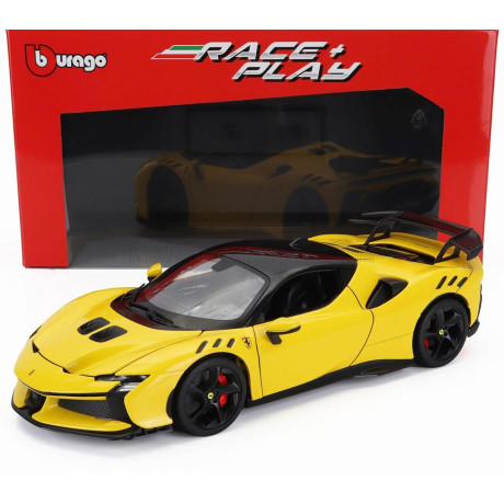 BURAGO FERRARI SF90XX STRADALE 2024 - GIALLO MODENA - YELLOW BLACK 1/18