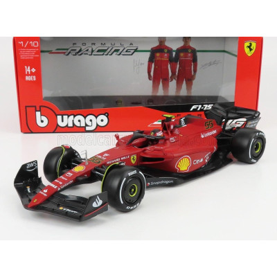 BURAGO FERRARI F1-75 SCUDERIA FERRARI N 55 SEASON 2022 CARLOS SAINZ - WHITE WHEELS - EXCLUSIVE CARMODEL - RED 1/18