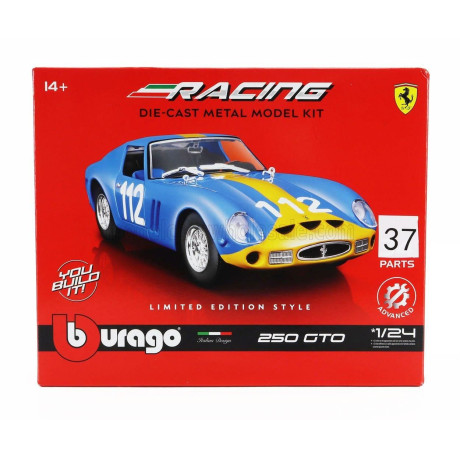 BURAGO FERRARI 250 GTO ch.3445 LHD N 112 2nd TARGA FLORIO 1964 U.NORINDER - P.TROBERG - BLUETTE YELLOW 1/24