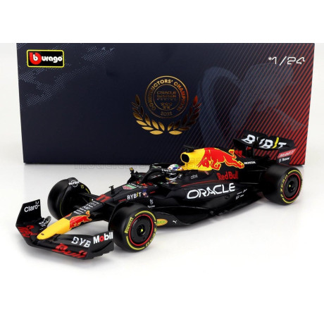BURAGO RED BULL F1  RB18 TEAM ORACLE RED BULL RACING N 11 SEASON 2022 SERGIO PEREZ - WITH PILOT AND SHOWCASE - MATT BLUE YELLOW