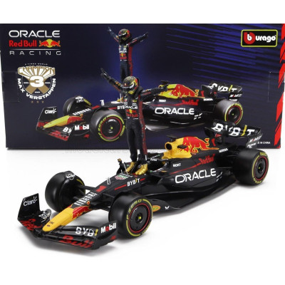 BURAGO RED BULL F1  RB19 TEAM ORACLE RED BULL RACING N 1 WORLD CHAMPION SEASON 2023 MAX VERSTAPPEN - MATT BLUE YELLOW RED 1/24