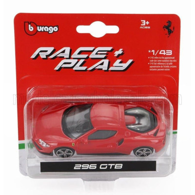 BURAGO FERRARI 296 GTB HYBRID 830HP V6 2021 - RED 1/43