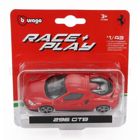 BURAGO FERRARI 296 GTB HYBRID 830HP V6 2021 - RED 1/43