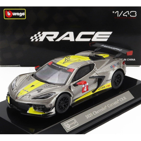 BURAGO CHEVROLET C8.R 6.2L V8 TEAM CORVETTE RACING N 4 RACING 2021 - GREY YELLOW 1/43