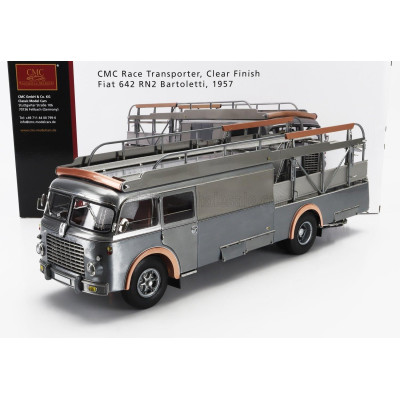 CMC FIAT 642RN2 TRUCK BARTOLETTI F1 FERRARI CAR TRANSPORTER 1957 - CLEAR FINISH GREY 1/18