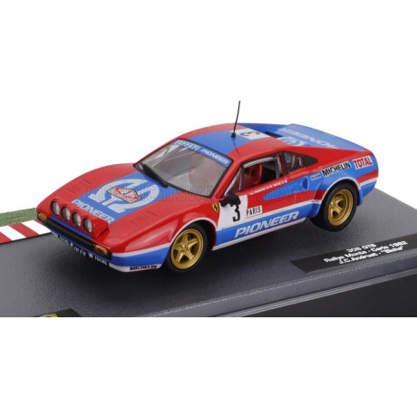 EDICOLA FERRARI 308 GTB Gr.4 (night version) N 3 RALLY MONTECARLO 1982 JEAN CLAUDE ANDRUET - MICHELE PETIT BICHE - RED BLUE 1/43