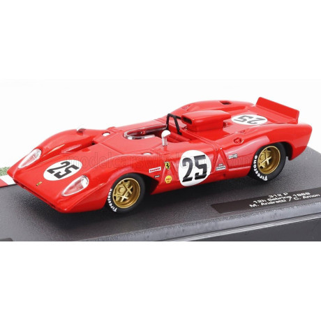 EDICOLA FERRARI 312P 3.0L SPIDER TEAM SEFAC N 25 2nd 12h SEBRING 1969 MARIO ANDRETTI - CHRIS AMON - RED 1/43
