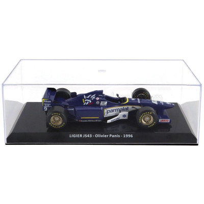 EDICOLA LIGIER F1  JS43 N 9 SEASON 1996 OLIVIER PANIS - CON VETRINA - WITH SHOWCASE - BLUE WHITE 1/24