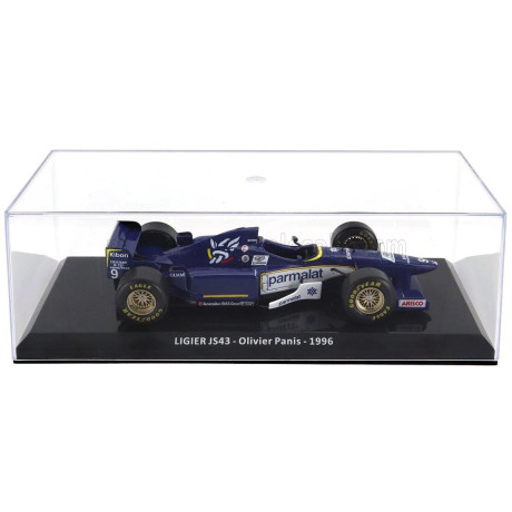 EDICOLA LIGIER F1  JS43 N 9 SEASON 1996 OLIVIER PANIS - CON VETRINA - WITH SHOWCASE - BLUE WHITE 1/24