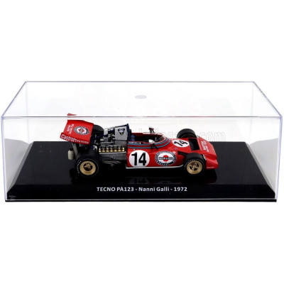 EDICOLA TECNO F1  PA123 TEAM MARTINI RACING N 14 SEASON 1972 NANNI GALLI - CON VETRINA - WITH SHOWCASE - RED 1/24
