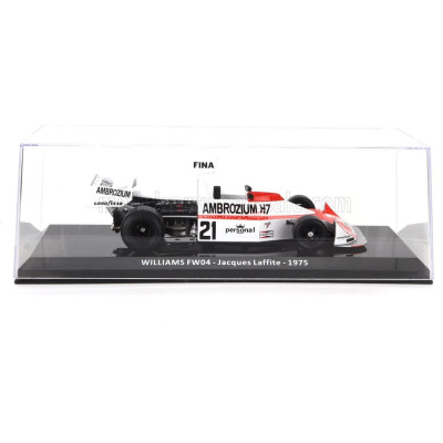 EDICOLA WILLIAMS F1  FW04 N 21 SEASON 1975 JACQUES LAFFITE - CON VETRINA - WITH SHOWCASE - RED WHITE 1/24