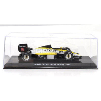 EDICOLA RENAULT F1  RE60 N 15 SEASON 1985 PATRICK TAMBAY - CON VETRINA - WITH SHOWCASE - BLACK YELLOW WHITE 1/24