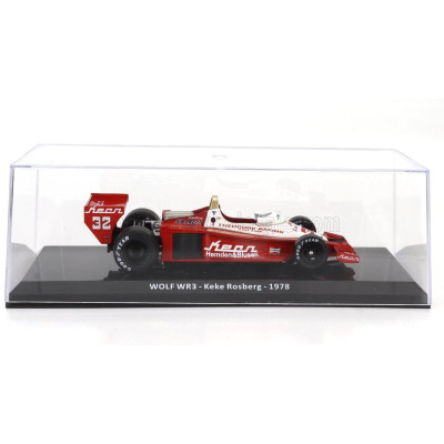 EDICOLA WILLIAMS F1  WOLF WR3 N 32 SEASON 1978 KEKE ROSBERG - CON VETRINA - WITH SHOWCASE - RED WHITE 1/24