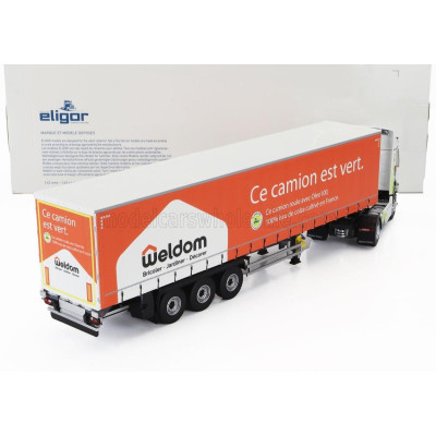 ELIGOR RENAULT T-LINE TRUCK TELONATO WELDOM TRANSPORTS 2023 - WHITE ORANGE 1/43