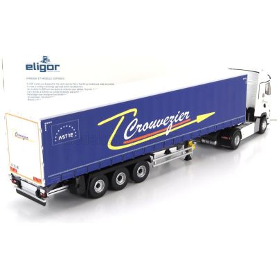 ELIGOR RENAULT T520 TRUCK TELONATO CROUVEZIER TRANSPORTS 2021 - WHITE BLUE 1/43