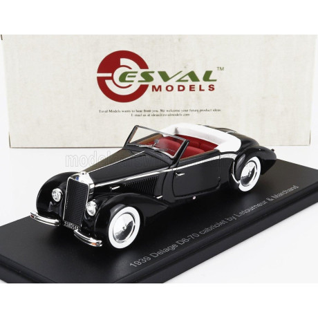 ESVAL MODEL DELAGE D6-70 CABRIOLET LETOURNEUR & MARCHAND OPEN 1939 - BLACK 1/43