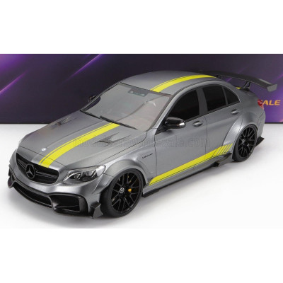 GLM MODELS MERCEDES BENZ C-CLASS C63S AMG DARWINPRO WIDEBODY 2019 - MATT GREY YELLOW 1/18