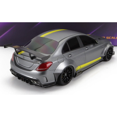 GLM MODELS MERCEDES BENZ C-CLASS C63S AMG DARWINPRO WIDEBODY 2019 - MATT GREY YELLOW 1/18