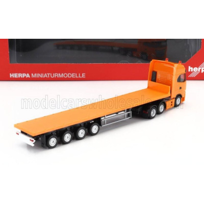 HERPA IVECO FIAT S-WAY 6x2 TRUCK RIMORCHIO PIANALE 2021 - ORANGE 1/87