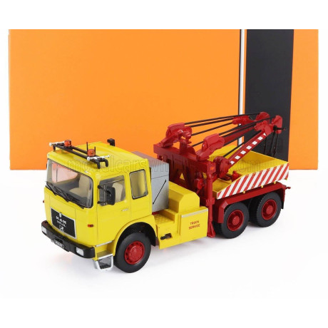 IXO MODELS MAN F8 26.281 TRACTOR TRUCK 3-ASSI 1982 - CARRO ATTREZZI - WRECKER ROAD SERVICE - YELLOW RED 1/43