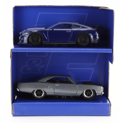 JADA FORD USA SET 2X FAST & FURIOUS - MUSTANG GT COUPE 2016 - PLYMOUTH ROAD RUNNER 1970 - BLUE GREY 1/32
