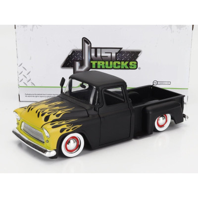 JADA CHEVROLET STEPSIDE PICK-UP CUSTOM 1955 - BLACK MATT YELLOW 1/24