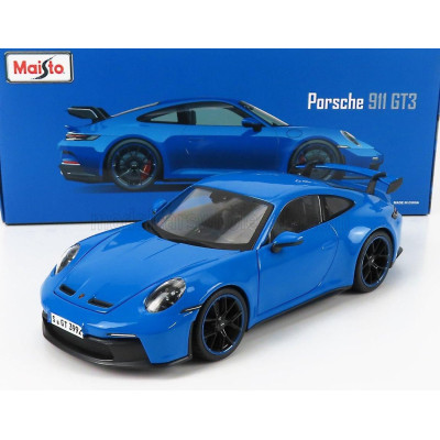 MAISTO PORSCHE 911 992 GT3 COUPE 2022 - BLACK WHEELS - BLUE 1/18