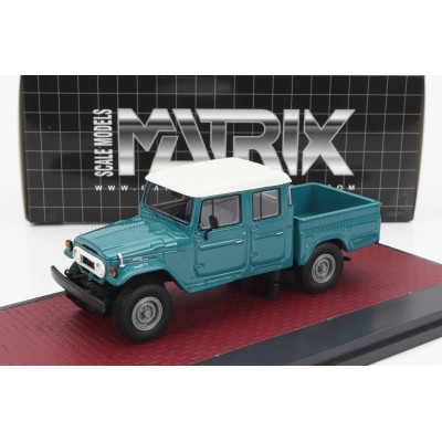 MATRIX SCALE MODELS TOYOTA HJ45 LAND CRUISER CREW CAB PICK-UP 1979 - GREEN WHITE 1/43
