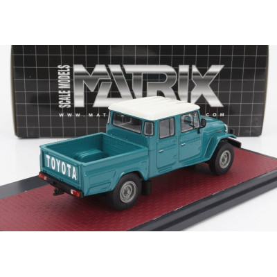 MATRIX SCALE MODELS TOYOTA HJ45 LAND CRUISER CREW CAB PICK-UP 1979 - GREEN WHITE 1/43