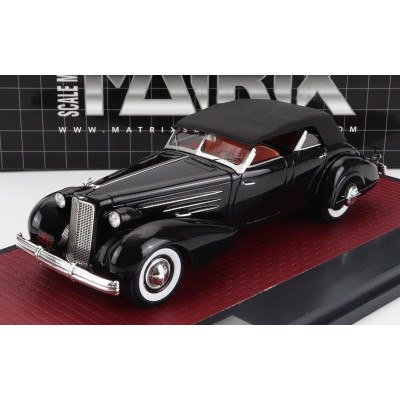 MATRIX SCALE MODELS CADILLAC V16 DUAL COWL SPORT PHEATON CABRIOLET CLOSED 1937 - BLACK 1/43