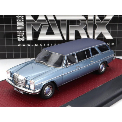 MATRIX SCALE MODELS MERCEDES BENZ V114 LWB CRAYFORD ESTATE 1971 - LIGHT BLUE MET 1/43