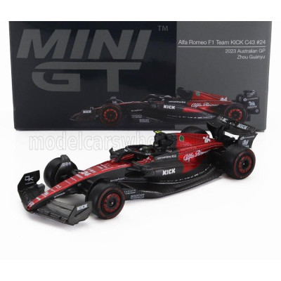 MINI GT ALFA ROMEO F1  C43 TEAM STAKE N 24 AUSTRALIAN GP 2023 ZHOU GUANYU - BLACK RED 1/64