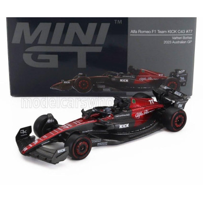 MINI GT ALFA ROMEO F1  C43 TEAM STAKE N 77 AUSTRALIAN GP 2023 VALTTERI BOTTAS - BLACK RED 1/64
